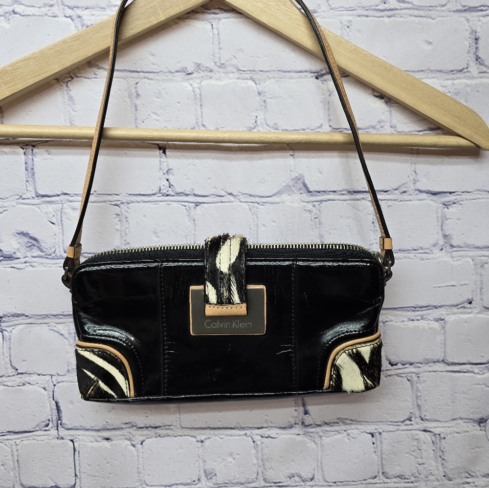 Y2k Calvin Klein Faux Animal Hair Shoulder Bag